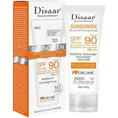 Disaar Sunscreen SPF 90 Instant Protection UVA UVB Foundation PA plus plus plus Oil Free Sunblock Cover Protect Perfectly Moisturizing Coverage Surge 40g -317126977 - Rokomari product